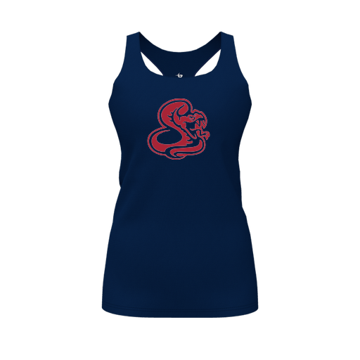 [FT0TRBNV-FYS-LOGO1] Decker Racerback Tank Top (Female Youth S, Navy, Logo 1)
