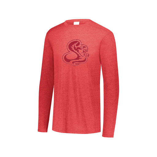 [FTLCUBRD-AXS-LOGO1] Decker Men's Tri-Blend T-Shirt - Long Sleeve (Adult XS, Red, Logo 1)